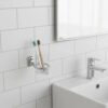 N077 ( ABS Chrome Plated Tumbler Holder ) 2 Premium Wall-Mounted ABS Tumbler Holder | Chrome-Plated Plastic Toothbrush Ring & Rinsing Glass Cup with Capsule Base Plate