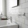 N077 ( ABS Chrome Plated Tumbler Holder ) 3 Premium Wall-Mounted ABS Tumbler Holder | Chrome-Plated Plastic Toothbrush Ring & Rinsing Glass Cup with Capsule Base Plate
