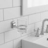 N077 ( ABS Chrome Plated Tumbler Holder ) 5 Premium Wall-Mounted ABS Tumbler Holder | Chrome-Plated Plastic Toothbrush Ring & Rinsing Glass Cup with Capsule Base Plate