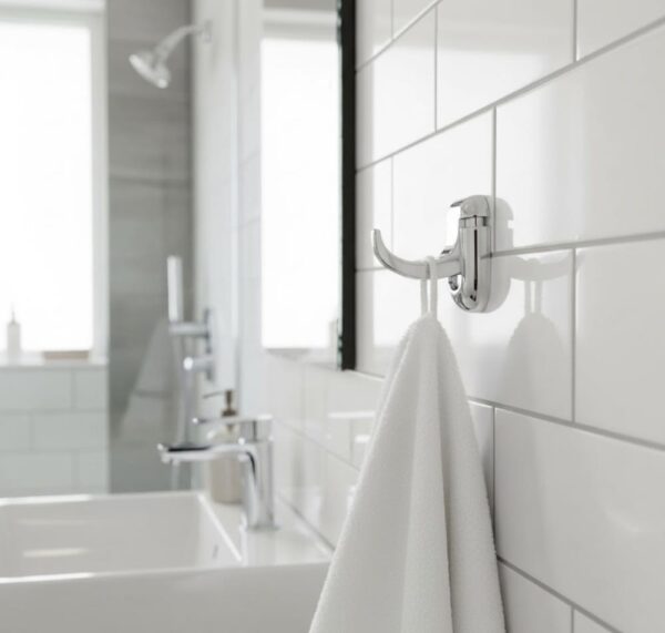Premium Wall-Mounted ABS Single Hook | Chrome-Plated Plastic Robe & Towel Hanger with Capsule Base Plate