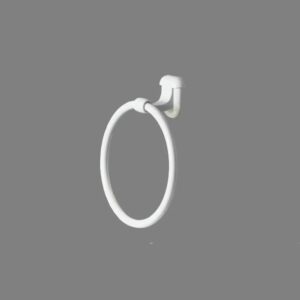 N079 ( ABS White Plastic Towel Premium Wall-Mounted ABS Towel Ring | Durable White Plastic Hand Towel Holder Loop with Capsule Base Plate