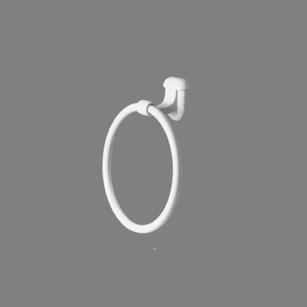 Premium Wall-Mounted ABS Towel Ring | Durable White Plastic Hand Towel Holder Loop with Capsule Base Plate