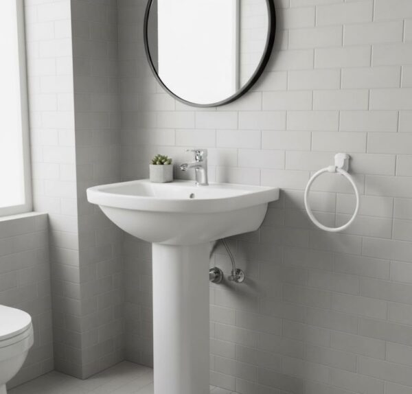 Premium Wall-Mounted ABS Towel Ring | Durable White Plastic Hand Towel Holder Loop with Capsule Base Plate