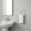 Premium Wall-Mounted ABS Towel Ring | Durable White Plastic Hand Towel Holder Loop with Capsule Base Plate