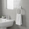 Premium Wall-Mounted ABS Towel Ring | Durable White Plastic Hand Towel Holder Loop with Capsule Base Plate