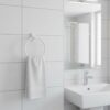 Premium Wall-Mounted ABS Towel Ring | Durable White Plastic Hand Towel Holder Loop with Capsule Base Plate