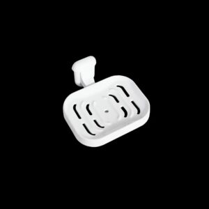 N080 ( ABS White Plastic Soap Holder ) Premium Wall-Mounted ABS Soap Dish | Durable White Plastic Self-Draining Soap Holder with Curved Ventilation Slots