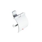 Premium Wall-Mounted ABS Toilet Paper Holder | Durable White Plastic Tissue Dispenser with Hinged Protective Flap Cover