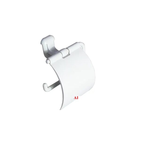 Premium Wall-Mounted ABS Toilet Paper Holder | Durable White Plastic Tissue Dispenser with Hinged Protective Flap Cover