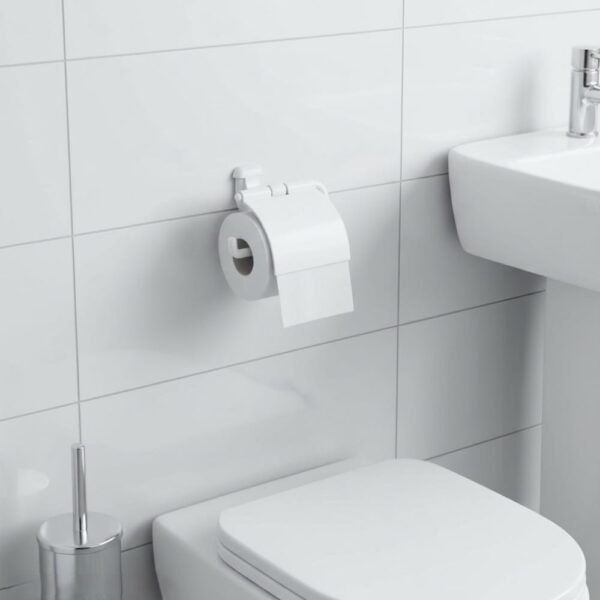 Premium Wall-Mounted ABS Toilet Paper Holder | Durable White Plastic Tissue Dispenser with Hinged Protective Flap Cover