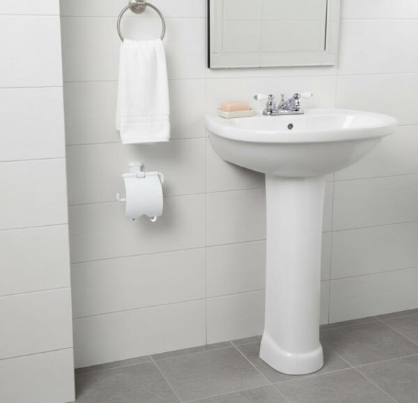 Premium Wall-Mounted ABS Toilet Paper Holder | Durable White Plastic Tissue Dispenser with Hinged Protective Flap Cover
