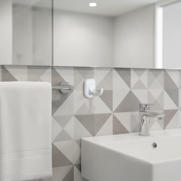 Premium Wall-Mounted ABS Single Hook | Durable White Plastic Robe & Towel Hanger with Capsule Base Plate