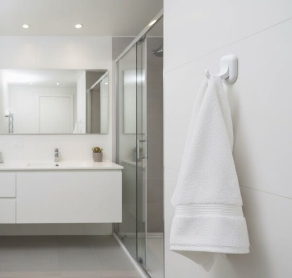 Premium Wall-Mounted ABS Single Hook | Durable White Plastic Robe & Towel Hanger with Capsule Base Plate