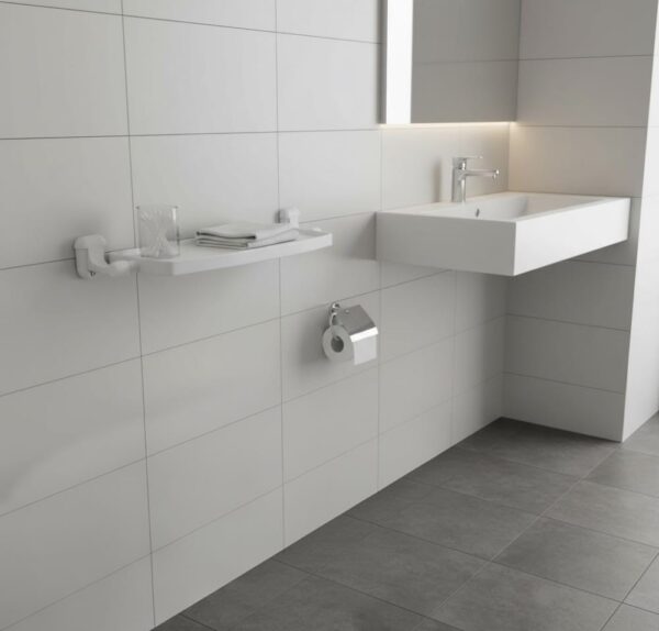 N083 ( ABS White Plastic Shelf ) 2 Premium Wall-Mounted ABS Vanity Shelf | Durable White Plastic Bathroom Storage Tray with Integrated Drainage Slots