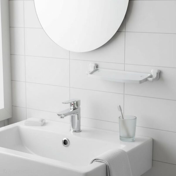 N083 ( ABS White Plastic Shelf ) 4 Premium Wall-Mounted ABS Vanity Shelf | Durable White Plastic Bathroom Storage Tray with Integrated Drainage Slots