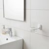 N084 ( ABS White Plastic Tumbler Holder ) 5 Premium Wall-Mounted ABS Tumbler Holder | Durable White Plastic Toothbrush Ring & Rinsing Glass Cup with Capsule Base Plate