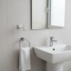 N084 ( ABS White Plastic Tumbler Holder ) 6 Premium Wall-Mounted ABS Tumbler Holder | Durable White Plastic Toothbrush Ring & Rinsing Glass Cup with Capsule Base Plate