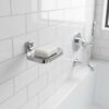 Premium Wall-Mounted ABS Soap Dish | Chrome-Plated Plastic Self-Draining Soap Holder with Curved Ventilation Slots