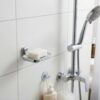 Premium Wall-Mounted ABS Soap Dish | Chrome-Plated Plastic Self-Draining Soap Holder with Curved Ventilation Slots