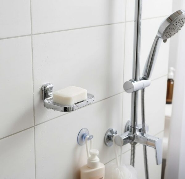 Premium Wall-Mounted ABS Soap Dish | Chrome-Plated Plastic Self-Draining Soap Holder with Curved Ventilation Slots