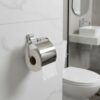 N086 ( ABS Chrome Plated Tissue Holder ) 3 Premium Wall-Mounted ABS Toilet Paper Holder | Chrome-Plated Plastic Tissue Dispenser with Hinged Protective Flap Cover