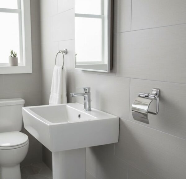 N086 ( ABS Chrome Plated Tissue Holder ) 4 Premium Wall-Mounted ABS Toilet Paper Holder | Chrome-Plated Plastic Tissue Dispenser with Hinged Protective Flap Cover