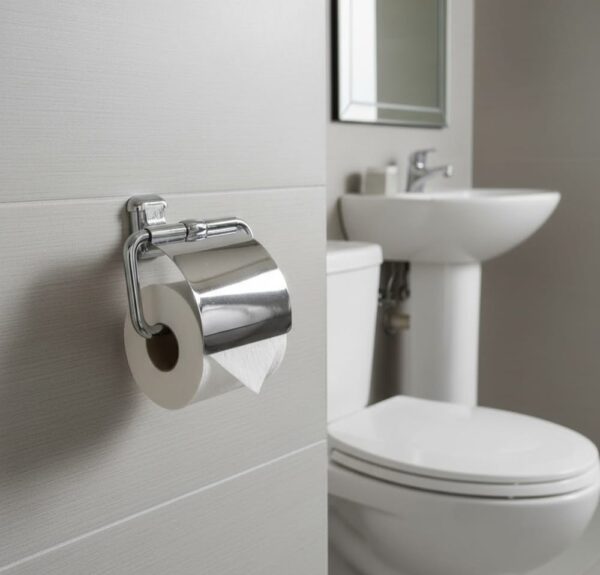 N086 ( ABS Chrome Plated Tissue Holder ) 6 Premium Wall-Mounted ABS Toilet Paper Holder | Chrome-Plated Plastic Tissue Dispenser with Hinged Protective Flap Cover