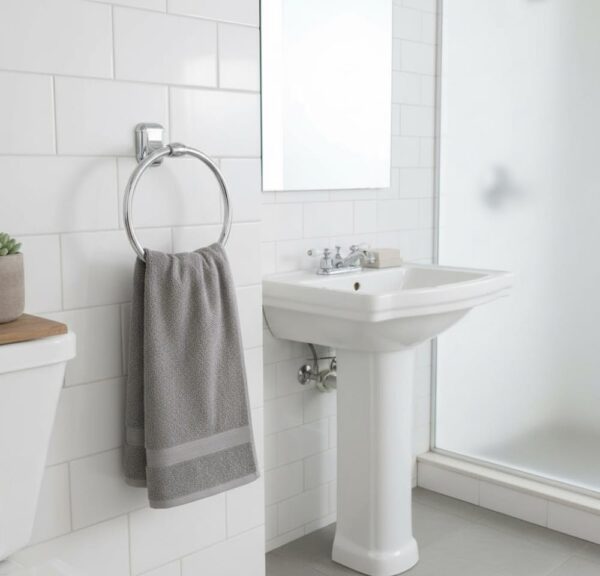 Premium Wall-Mounted ABS Towel Ring | Chrome-Plated Plastic Hand Towel Holder Loop with Capsule Base Plate