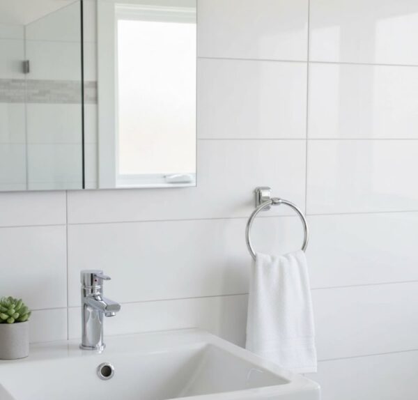 Premium Wall-Mounted ABS Towel Ring | Chrome-Plated Plastic Hand Towel Holder Loop with Capsule Base Plate