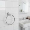 Premium Wall-Mounted ABS Towel Ring | Chrome-Plated Plastic Hand Towel Holder Loop with Capsule Base Plate