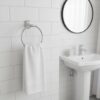 Premium Wall-Mounted ABS Towel Ring | Chrome-Plated Plastic Hand Towel Holder Loop with Capsule Base Plate