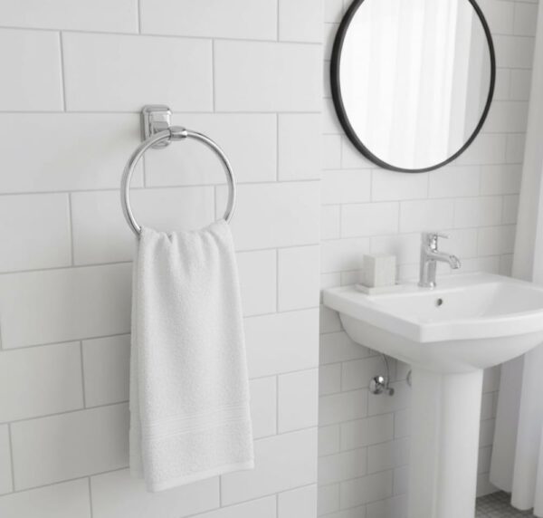 Premium Wall-Mounted ABS Towel Ring | Chrome-Plated Plastic Hand Towel Holder Loop with Capsule Base Plate