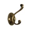 Premium Wall-Mounted Oval Plate Double Hook | Weathered Antique Copper Dual Robe & Towel Hanger with Decorative Contoured Prongs