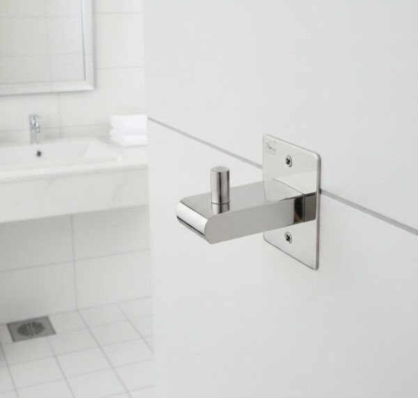 N099 SLIM – Slim-square Base(ss304) Heavy Duty Hook 4 SLIM Premium Wall-Mounted SS304 Heavy-Duty Hook | Mirror-Polished Slim-Square Base Single Robe & Coat Hanger with Solid Upright Retention Peg