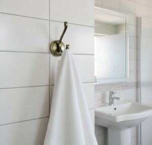 Premium Wall-Mounted Circular Plate Double Hook | Antique Brass Dual Robe & Towel Hanger with Engraved Pattern Base