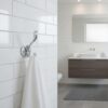 N105 – ( W68 – Single 2 Hooks with a White Silver Plate ) 3 Premium Wall-Mounted Fluted Plate Double Hook | Mirror-Polished Chrome Silver Dual Robe & Towel Hanger with Ornate Engraved Filigree Arms & Black Plate Accent