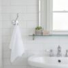 N105 – ( W68 – Single 2 Hooks with a White Silver Plate ) 5 Premium Wall-Mounted Fluted Plate Double Hook | Mirror-Polished Chrome Silver Dual Robe & Towel Hanger with Ornate Engraved Filigree Arms & Black Plate Accent