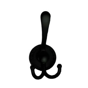 Premium Wall-Mounted Multi-Prong Hook | Matte Black Tiered Robe & Towel Hanger with Decorative Circular Patterned Base