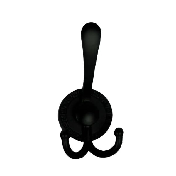 Premium Wall-Mounted Multi-Prong Hook | Matte Black Tiered Robe & Towel Hanger with Decorative Circular Patterned Base