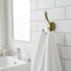 Premium Wall-Mounted Multi-Prong Hook | Antique Brass Tiered Robe & Towel Hanger with Decorative Circular Patterned Base