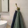 Premium Wall-Mounted Multi-Prong Hook | Antique Brass Tiered Robe & Towel Hanger with Decorative Circular Patterned Base