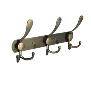 Premium Wall-Mounted 3-Hook Rail | Antique Copper Multi-Prong Robe & Towel Hanger with Rustic Brushed Finish