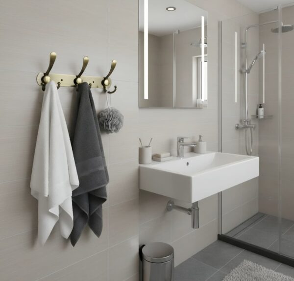 Premium Wall-Mounted 3-Hook Rail | Antique Copper Multi-Prong Robe & Towel Hanger with Rustic Brushed Finish