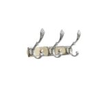 3-Hook Patterned Rail is an elegant, wall-mounted multi-hook utility rack designed to organize robes, towels, and clothing. Featuring a decorative, stylized aesthetic and a mirror-like finish, this multi-tiered storage hanger maximizes space on a single, unified backing track.