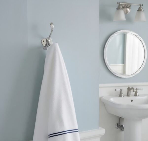 N132 – ( W94 – Double Hook with a Butterfly Plate ) 2 Premium Wall-Mounted Four-Lobe Plate Double Hook | Mirror-Polished Chrome Dual Robe & Towel Hanger with Decorative Butterfly-Wing Base