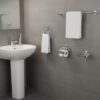 N157 – 6 Pieces ABS Chrome Plated Bathroom Set 3 Premium 6-Piece Wall-Mounted Bathroom Accessory Suite | Chrome-Plated ABS Plastic Hardware Kit with Glass Tumbler & Robe Hook