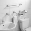 N157 – 6 Pieces ABS Chrome Plated Bathroom Set 5 Premium 6-Piece Wall-Mounted Bathroom Accessory Suite | Chrome-Plated ABS Plastic Hardware Kit with Glass Tumbler & Robe Hook