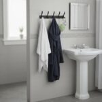 N177 – ( C022 5 Hooks Double Black ) 5 Premium Wall-Mounted Utility Rail | Heavy-Duty 5-Piece Dual-Hook Storage Organizer Track (10 Hooks Total) – Classic Black