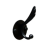 N207 – ( K1022 Single Hook – Round Plate High and Low , Black ) Heavy-Duty Dual-Prong Robe & Coat Hook | Matte Black Round Base Plate Hanger with High & Low Tiered Arms