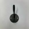 N207 – ( K1022 Single Hook – Round Plate High and Low , Black )3 Heavy-Duty Dual-Prong Robe & Coat Hook | Matte Black Round Base Plate Hanger with High & Low Tiered Arms